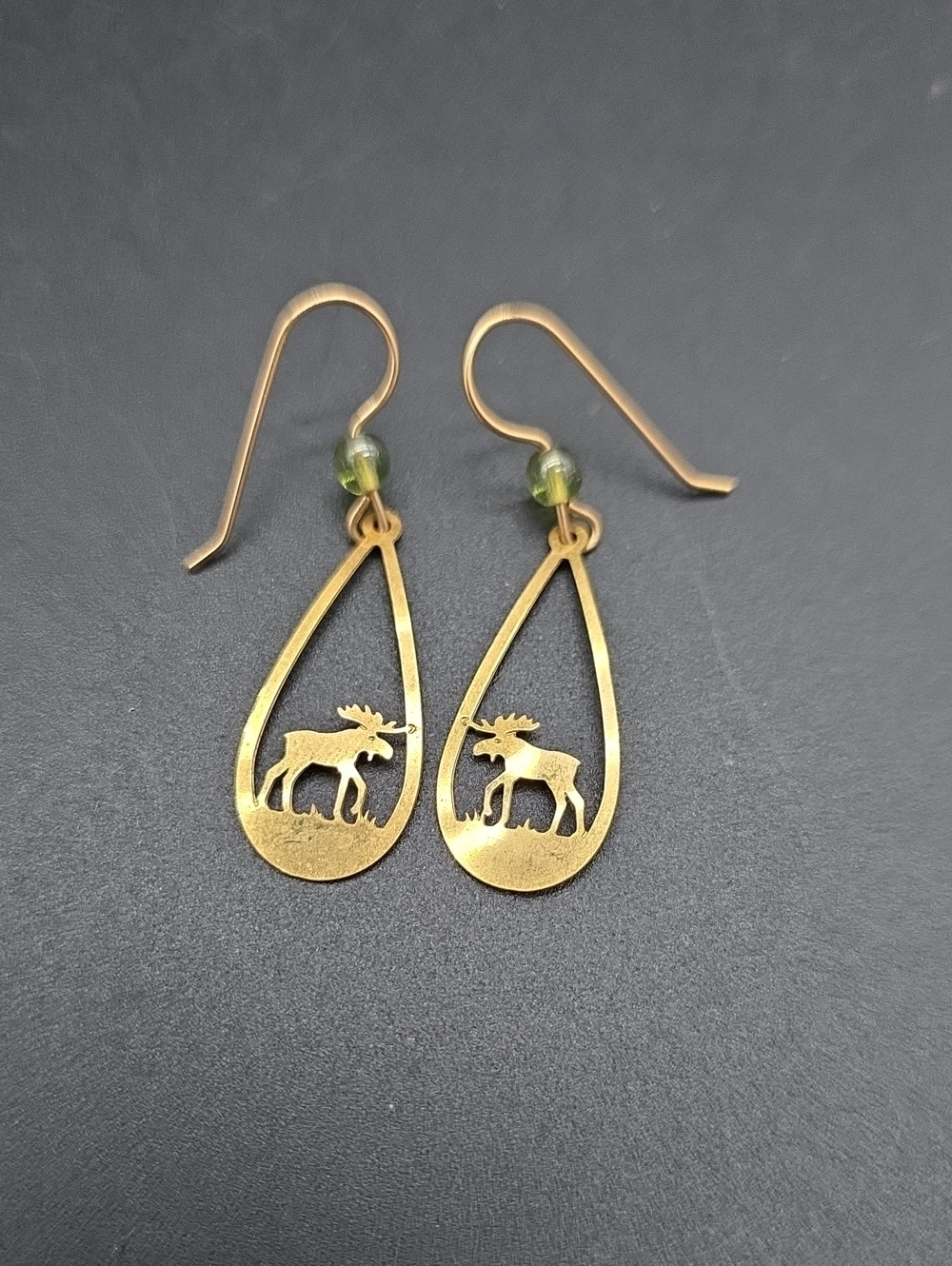 Gold Moose Drop Earrings - Unbranded